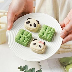 Bakken Tools Panda/Bamboe Zandkoekjes Druk Schimmel Cookie Stempels Chinese Mid-Herfst Maan Cake Makers Decoratie Tool Voor DIY B85C