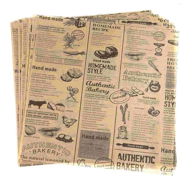 Outils de cuisson Papier Sandwich Emballage Cire Wrap Burger Alimentaire Wraps Feuille Vintage Wrapper Panier Doublures Sprint Pain Greaseproof Liner