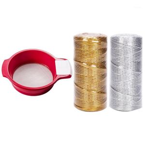 Outils de cuisson pâtisserie 1 pcs Mesh de maille en acier inoxydable ultra-fin manuel de tamis 2 1,5 mm en or et argent en fil argenté