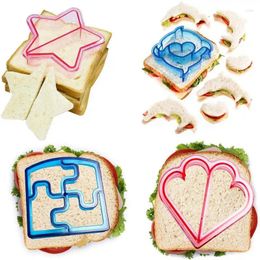 Herramientas para hornear, juego de cortadores de sándwich de plástico para niños, molde para cortar galletas, pan, frutas y verduras