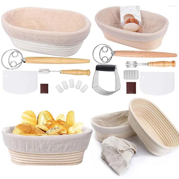 Kit de panier d'épreuve professionnel avec insertion en lin, ensemble de pain Banneton lavable pour la cuisine, boulangerie à domicile, outils de cuisson