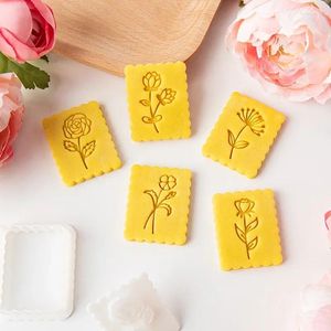 Herramientas para hornear, molde para galletas con flor de clavel rosa, plástico 3D para el día de la madre, patrón decorativo de postre, cortador de galletas, decoración de pasteles