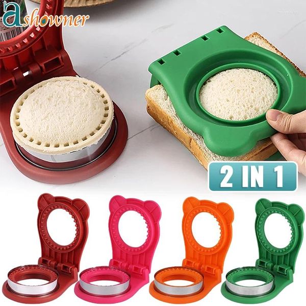 Herramientas para hornear, cortador de sándwich y sellador, herramienta de corte con tapa para almuerzo para niños, hoja de acero inoxidable, molde para pan tostado Circular