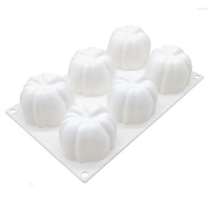 Herramientas para hornear Moldes de costura de 6 cavidades Vela de calabaza 3D para hacer pastel de mousse de jabón de moho de silicona