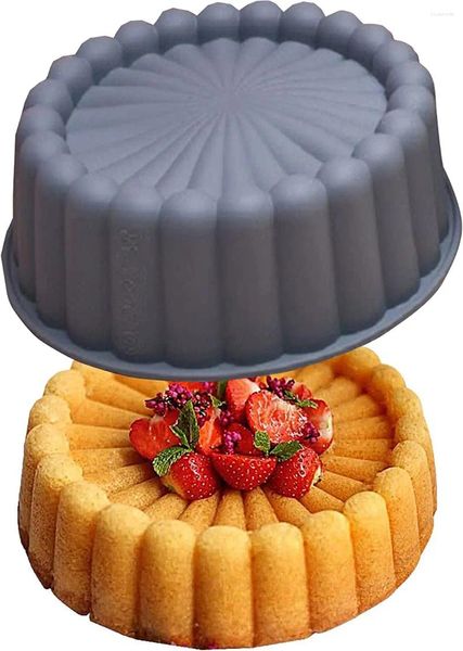 Moule à gâteau Charlotte en Silicone, outils de cuisson, moule réutilisable, rond cannelé antiadhésif pour Shortcake, cheesecake, Brownie, tarte à tarte