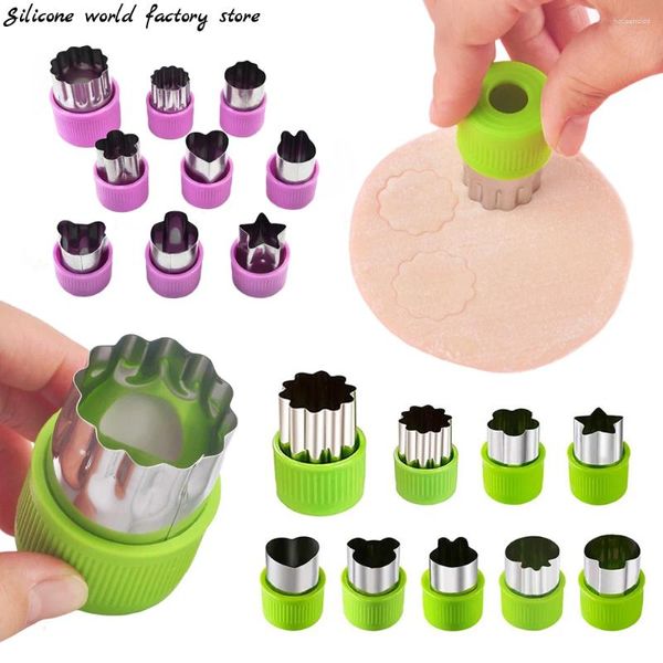 Outils de cuisson Silicone World 9 pièces/ensemble emporte-pièce gaufreur de légumes Portable en acier inoxydable matrice de découpe de fruits cuisine