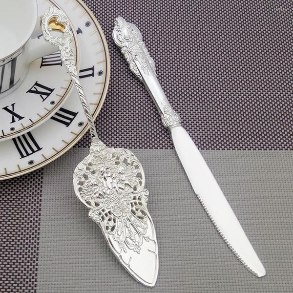 Outils de cuisson Argent Plaqué Gâteau De Mariage Pelle Ensemble Pain Pizza Couteau Dessert Tarte Fondant Diviseur Cutter Couverts Européens Décoration De La Maison