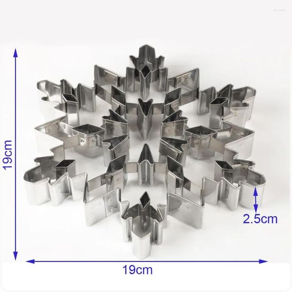 Herramientas para hornear de acero inoxidable, molde tridimensional grande para galletas con copos de nieve navideños en 3D