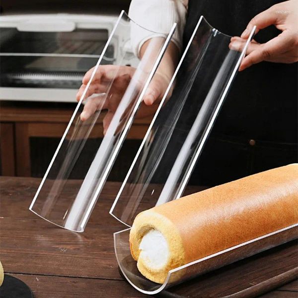 Herramientas para hornear, engrosamiento de 30CM, molde para dar forma a rollos de pastel, retenedor transparente en forma de U, herramienta de cocina de pastelería semicircular