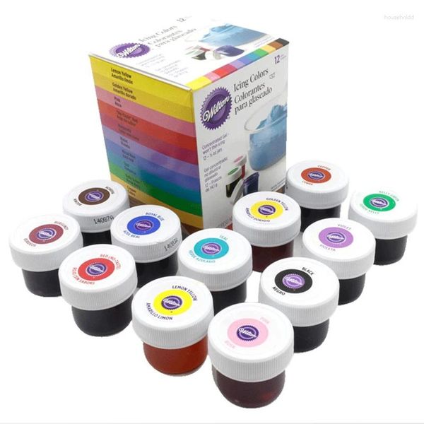 Outils de cuisson Wilton Fondant Cake Macaron Crème Colorant alimentaire 12 pigments de couleur utilisés pour beurrer le fudge et autres