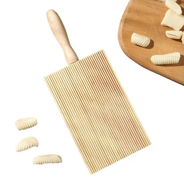 Outils de cuisson planche Garganelli en bois, fabrication de pâtes à Texture Fine Stable, pratique, machine à Gnocchi à motif ondulé pour italien