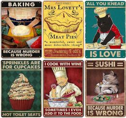 Cuire un panneau d'étain en métal vintage Black Cat Art Affiche Bar Bar Cafe Home Kitchen Decor ne faites jamais confiance à un Cook Retro Plauqe N4495046249 Skinny