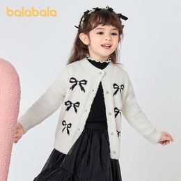 Balabala Toddler 2023 Girl Breakt Autumn Nieuwe Winter Cardigan Elegante kleine geurige stijl trui L2405 L2405