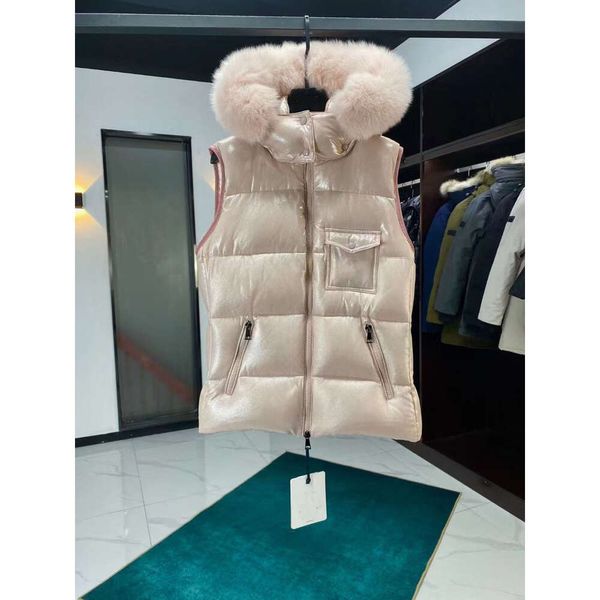 Balabio Femmes À Capuche Blanc Canard Vers Le Bas Grand Col De Plumes Vers Le Bas Gilet Chaud Et Épais Débardeur Designer Mon Sweat À Capuche Débardeur Zipper Coat8KSK