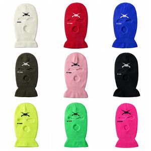 Balaclava tricot chapeaux Full Face Masque Pas de pistolets brodés d'extérieur de pyfromage à vélo