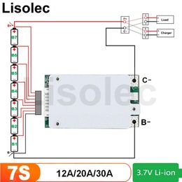 Balans BMS 7S 24V 12A 20A 30A 25.9V 21700 18650 Lipo Lithium Batterij Pack Lading Beveiligingsbord voor e-bike e-scooter