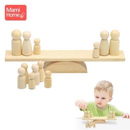 Balance Scale DIY Maple Doll Baby Puzzle Training Costruttore per regali per bambini Giocattolo in legno