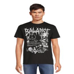 T-shirt graphique Balance Skull pour homme à manches courtes, tailles S-3XL