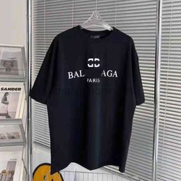 Balanciagas T-shirt Vintage Surdimensionné Sweat Luxe Marques De Mode Balanciagas Sweat À Capuche Nouvel Été Coton Bb Imprimé Hommes Et Femmes Lâche Casual Tendance Tee 3683