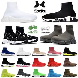 Balanscigas OG Moda Mujer Zapatillas de deporte para hombre Diseñador Calcetín Zapatos Graffiti Blanco Negro Rojo Beige Mocasines con cordones Calcetines planos Diseñadores Calcetines casuales Entrenadores Velocidad US 11