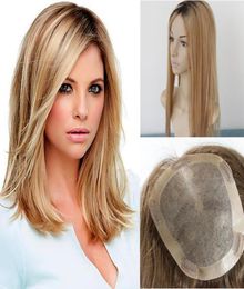 Balayage 2627 Color Silk Top Human Hair Toppers For Women Clip In Top Hairpiece Toupee voor dunner wordend Hair46833743948077
