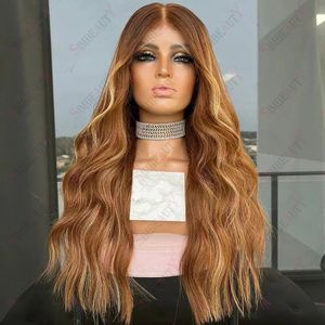 Balayage Brown Blonde 360 ​​Lace voorpruiken golvende mensenhaar pruik 13x4 frontale pruik onbewerkte Braziliaanse Remy Hairs 5x5 Sluitpruiken