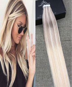 Balayage kleur 16 24 inch Lijm Huid Inslag PU Tape in Human Hair Extensions Braziliaanse REMY Haar Naar USA6502384