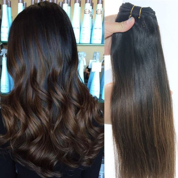 Produits capillaires en gros Bundles de tissage de cheveux humains Extensions de cheveux vierges brésiliens Balayage Ombre Brown Two Tone 1B / # 4