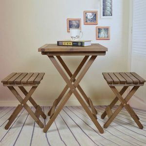 Tables et chaises en bois de balcon avec dossier pour les fêtes lointain pliage de jardin extérieur café table à manger pratique