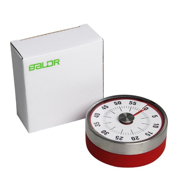 Baldr 8cm Mini cuenta regresiva mecánica herramienta de cocina de acero inoxidable forma redonda reloj de tiempo de cocción alarma temporizador magnético