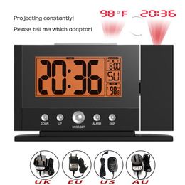 Baldr LCD affichage numérique température intérieure montre rétro-éclairage mur plafond Projection Snooze réveil avec adaptateur 227L