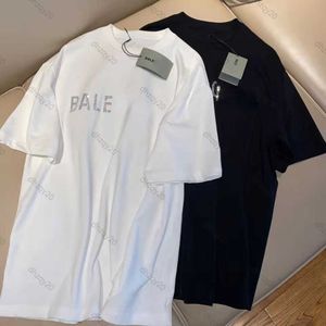 Bale Cotton t-shirt Designer femmes haut Poitrine Strass Imprimer Lettre Col Rond Pull À Manches Courtes Version Haute Lâche Grand Hommes Chemises Décontractées S-5XL