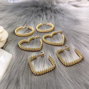 Baal Officiële Reproducties Hoogste Teller Kwaliteit Studs Merk Designer Dames Oorbellen Mode Messing Vergulde Luxe Earring Advanced Excidenite Gift