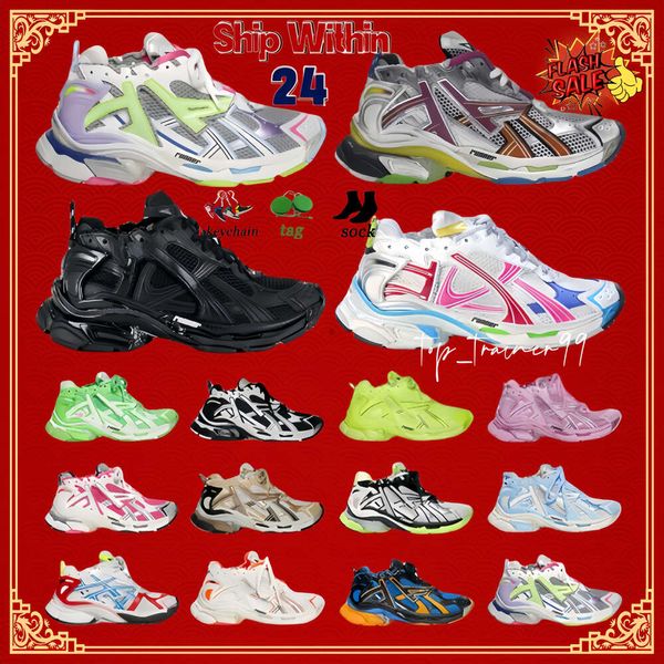 Baleciagas 7 7.5 Chaussures de basket-ball Designer Femme Homme Noir Blanc Rose Vert Graffiti Board - Form triple Le Luxury Runner chaussures de tennis