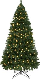 BALEINE Sapin de Noël artificiel, décorations d'arbre de Noël, montage facile, rangement, base pliable à charnière en métal (2 m, avec lumières LED)