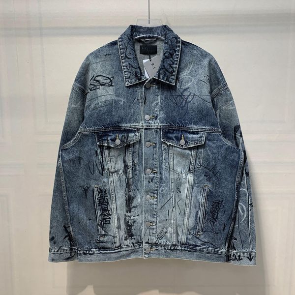 Balenc High Street Vintage veste en Jean décontractée lavé Jean mode lettre imprimer coupe-vent vêtements d'extérieur manteau