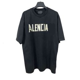 T-shirt firmata Balencaigai Nastro estivo di qualità originale lavato e consumato T-shirt girocollo a maniche corte manica corta Casual Mezza manica Amanti degli uomini e delle donne