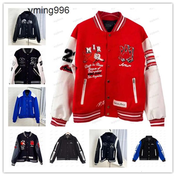 2J02 2023 automne hiver designers nouvelles lettres épissage AMIRIlinesS collision revers veste de baseball hommes à manches longues luxe laine suis veste de loisirs logo tigres