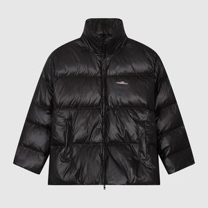 Balencia Manteau en coton à col montant avec fermeture éclair et coupe-vent épais à pain solide, manteau noir