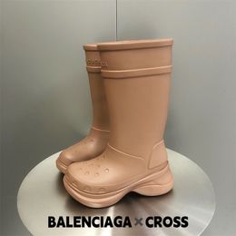 Bale-nciaga Cross Dupe botte de pluie plate-forme épaisse bas bottes gelée couleur longue 28 cm