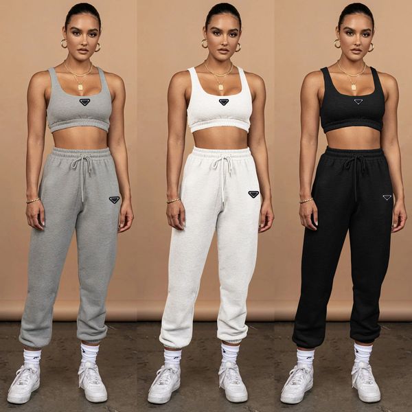 Parada Designer Brand Survêtements pour femmes Débardeur nombril pour femme Pantalon à nouer Deux pièces Sports Fitness Costume de course Vêtements de jogging Gilet Pantalon de survêtement Ensemble