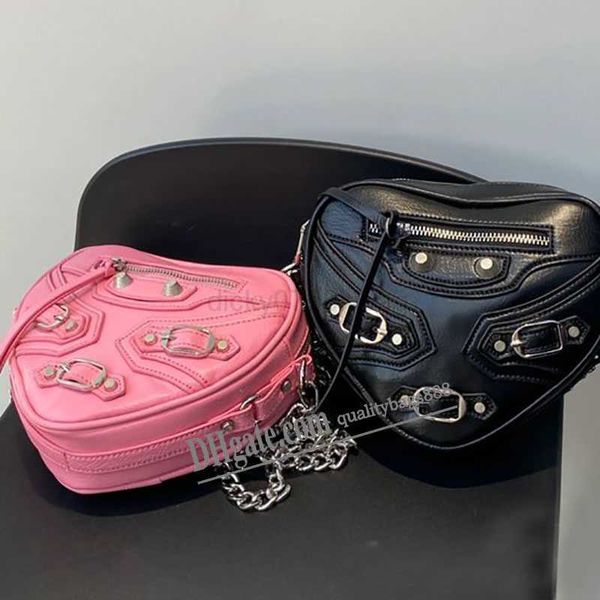 balencig Mini sac Le Cagole chaînes coeur rivet épaule Barbie rose luxe sacs à main de créateur de qualité supérieure classique femme noir rabat Arena cuir bandoulière sacs à main