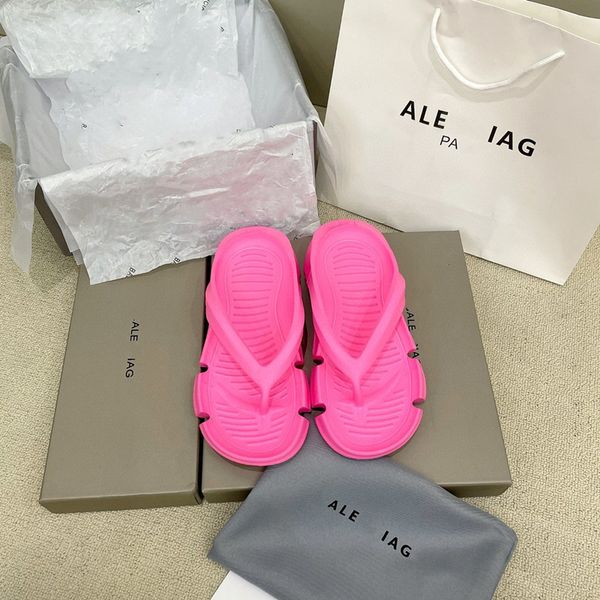 Balenciga Flip und Bright Color Flop Damen Strandschuhe mit flachem Boden, rosa, lässige Sport-Clip-Sandalen, weich