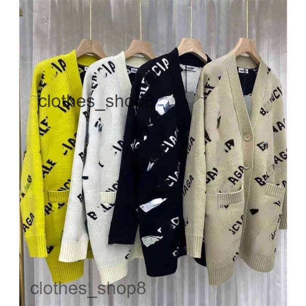 balenciga mens hoodies italie marque Paris 24 hiver nouvelle lettre lâche moyen long laine cardigan loisirs col en V simple boutonnage manteau pull 4WIQ