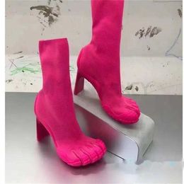 Balencigaa doigts bottes tissu schot sock tocole botkle bealty style hauts talons femmes talon talon chaussures extérieur couleurs solides