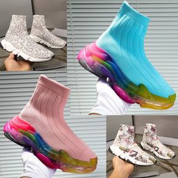Balencigaa Mens Womens Designer Speed New Trainer Sneakers Sock Shoe Treot Stretch Casual Designer Chaussures Men Femmes