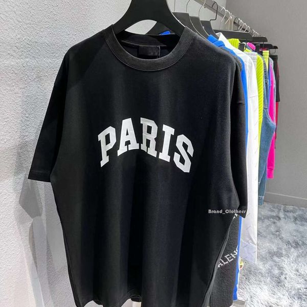 Balencigaly France Paris Designer Coton Mélange T-shirts Lettre Imprimé Hommes Femmes Manches Graphiques 2B Vêtements Casual Mode Tendance Balencaigaly Ras Du Cou 4067