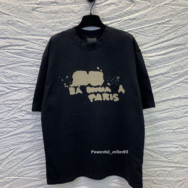 Balencigaly Francia París Diseñador Mezcla de algodón Camisetas Carta Impreso Hombres Mujeres Mangas gráficas 2B Ropa Casual Moda Tendencia Balencaigaly Cuello redondo 6042