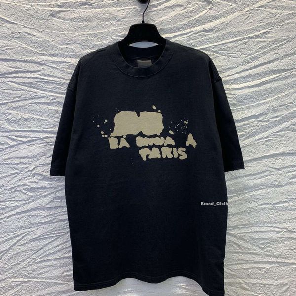 Balencigaly Francia París Diseñador Mezcla de algodón Camisetas Carta Impreso Hombres Mujeres Mangas gráficas 2B Ropa Casual Moda Tendencia Balencaigaly Cuello redondo 5553