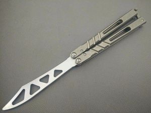 Balisong gris AB D2 canal mango de titanio entrenador de mariposa cuchillo de entrenamiento sistema de buje artesanías colección de artes marciales knvies